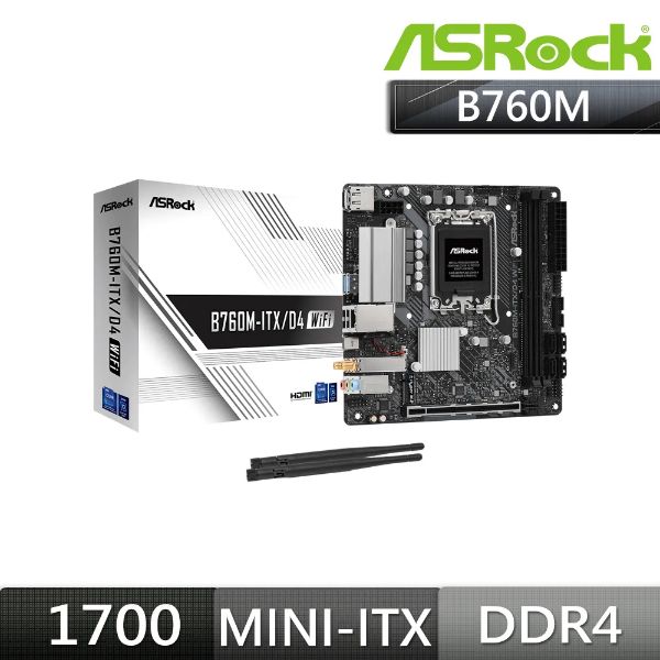 圖片 華擎 B760M-ITX/D4 WiFi(Mini-ITX/LAN 1Gb+無線/註冊四年)5+1+1相