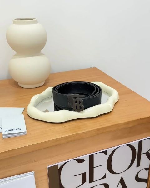 圖片 【BURBERRY】TB格紋雙面皮帶 炭灰 100
