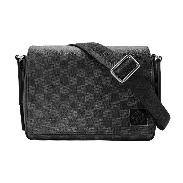 圖片 Louis Vuitton District PM 棋盤格帆布掀蓋郵差包(N42710-黑灰)