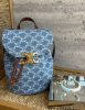 圖片 《我最便宜!全新正品》CELINE BONNIE TRIOMPHE織物後背包 牛仔藍色