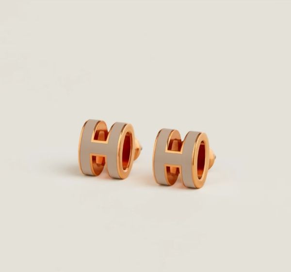 圖片 Hermes Mini pop h 奶茶玫瑰金耳針