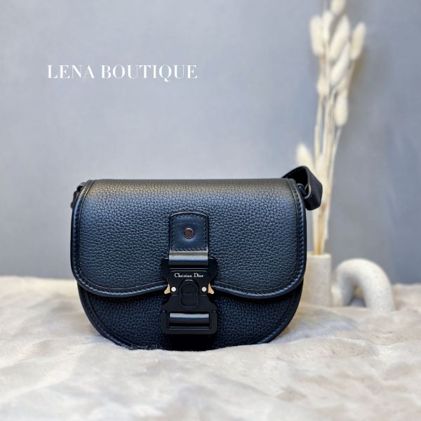 圖片 DIOR  新款 黑色全皮馬鞍包