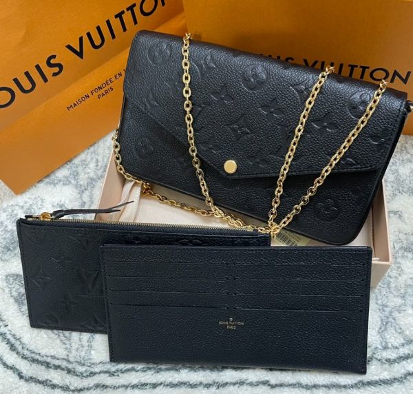 圖片 《現貨最低特價 》Louis Vuitton LV Monogram Empreinte 經典皮革款三合一鏈帶包 黑色