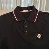 圖片 MONCLER 三色飾邊棉黑色Polo衫