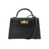 圖片 Hermes Mini Kelly 2代 鱷魚皮拚Epsom牛皮手提斜背包(黑/金釦)