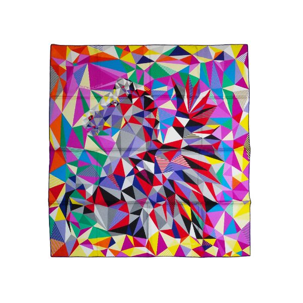 圖片 Hermes Carre 彩色幾何圖案絲巾/方巾-90cm(紫/黃/紅)
