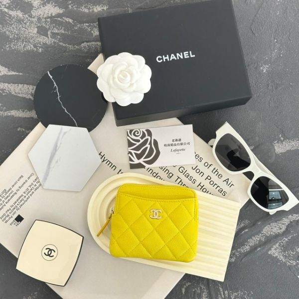圖片 CHANEL COCO 萊姆黃胖胖卡包