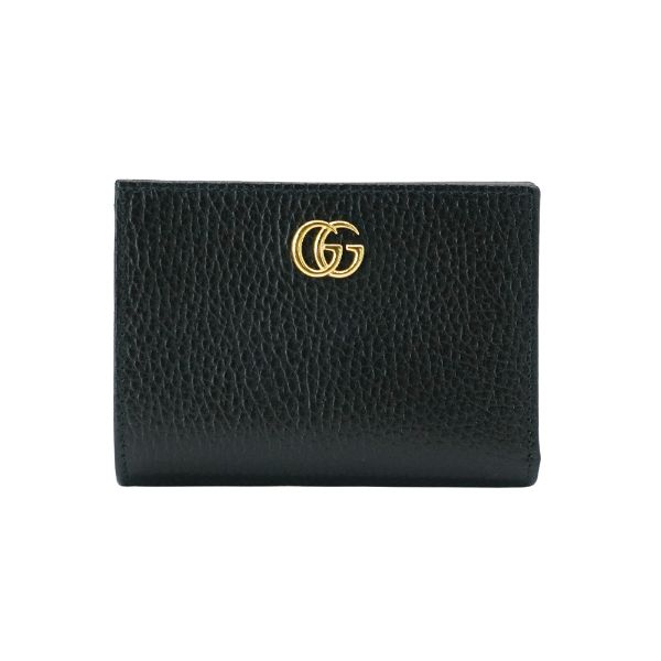 圖片 Gucci GG Marmont 光面皮革釦式拉鍊短夾(790063-黑)