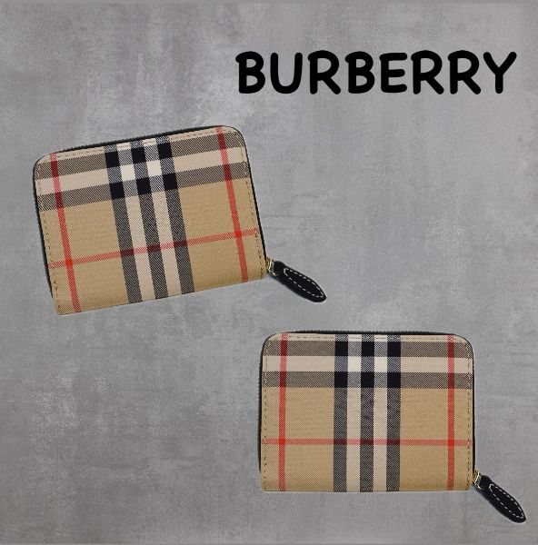 圖片 ［SKR精品服飾］BURBERRY 經典卡其色格紋 拉鍊短夾 零錢包