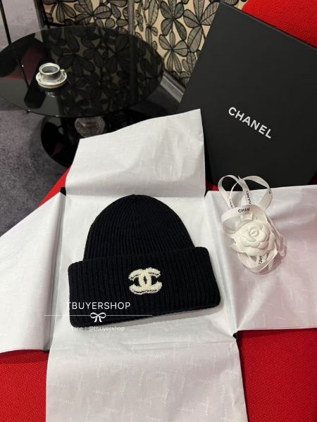 圖片 Chanel 25B 泰迪logo冷帽 毛帽 黑色