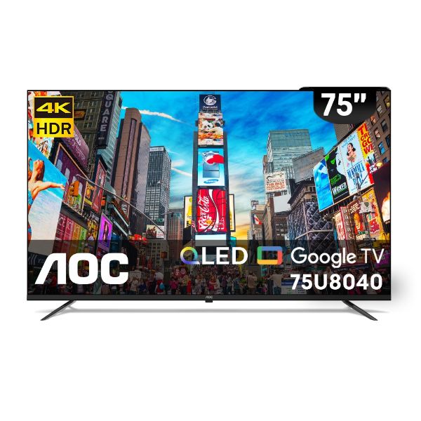 圖片 【出清】【含基本安裝】AOC 75型4K QLED Google TV 智慧顯示器75U8040– 展示機福利機