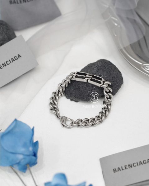 圖片 BALENCIAGA BB LOGO手鍊-銀色(尺寸L)(預購)