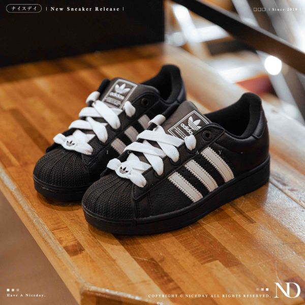 NICEDAY 現貨 Adidas SUPERSTAR II 貝殼鞋 老爹 黑白 黑魂 黑 男鞋 女鞋 KK4474
