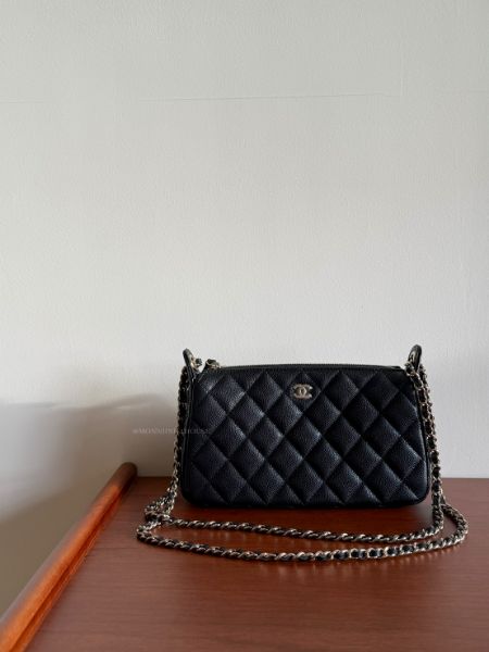 圖片 CHANEL 黑金荔枝牛皮麻將包