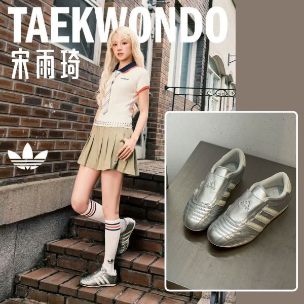 NICEDAY 現貨 Adidas Taekwondo Lace 復古 銀色 液態銀 銀灰 薄底 女鞋 JP8133