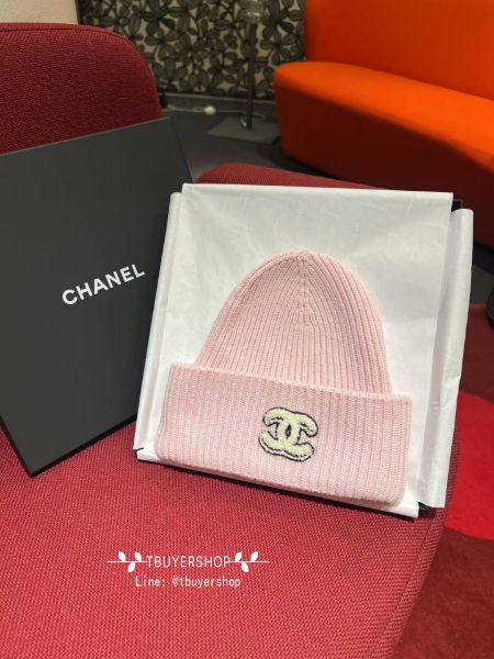 圖片 Chanel 25B  泰迪logo冷帽 毛帽 粉色