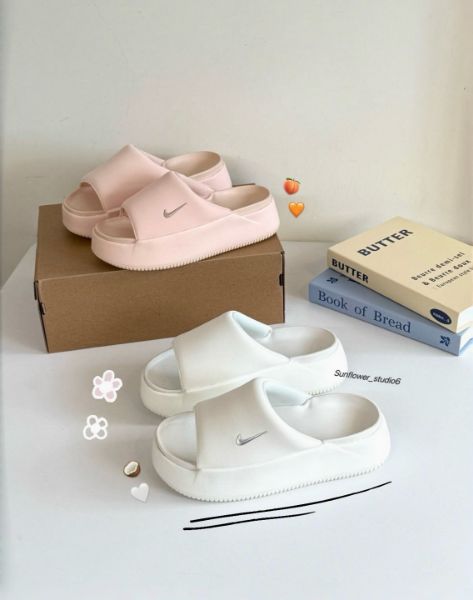 圖片 Nike Calm Elevation Slide 象牙白 珊瑚粉 小勾 厚底 拖鞋 增高 女款 HJ5601/預購