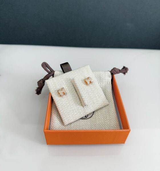 圖片 「M.Y精品」Hermès pop h 耳針 mini poph 玫瑰金奶茶色 情人節送禮🎁 另有同款項鏈