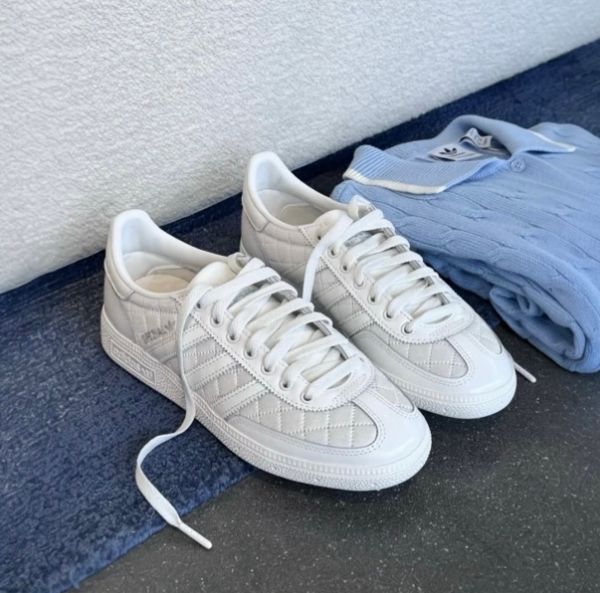 圖片 Adidas Originals Handball Spezial 珠光白 白色 小香風 漆皮 菱格紋 復古 德訓鞋 T頭鞋 KJ0854/預購