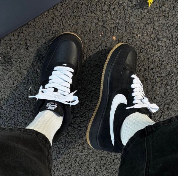 圖片 Nike Air Force 1 AF1 黑白色 黑白武士 黑麂皮 焦糖底 黑色 復古 黑武士 IB6388-001/預購