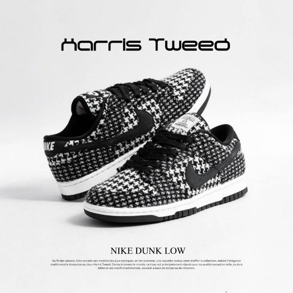 圖片 NICEDAY 代購 Harris Tweed x Nike Dunk Low 手工 編織 羊毛 格紋 黑白 聯名 HQ5036-901