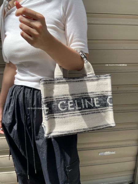 圖片 CELINE 藏藍條紋帆布包