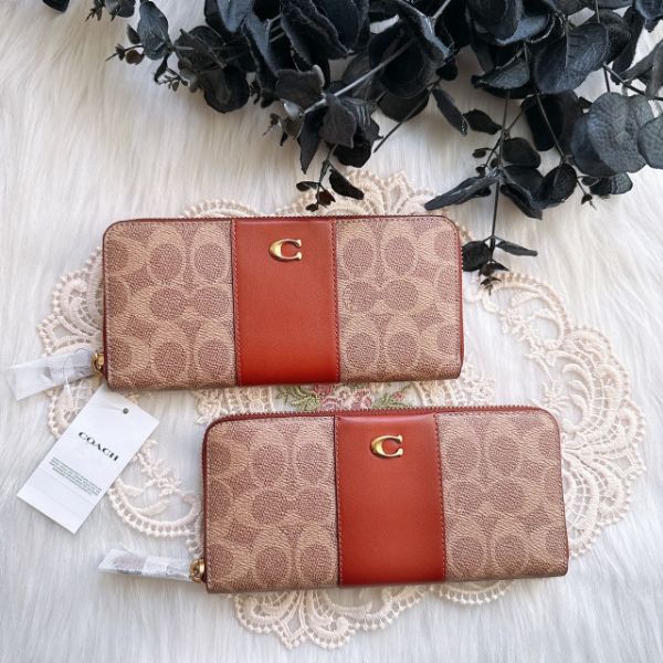 圖片 Coach C字logo 滿版棕 拉鍊長夾