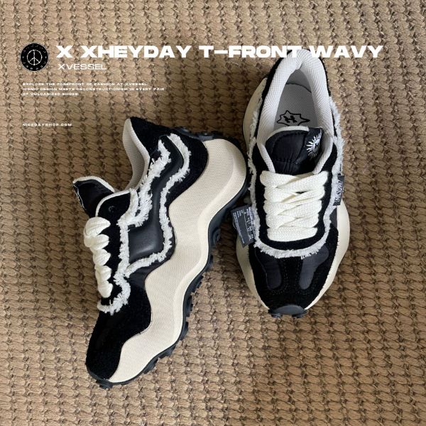 NICEDAY 代購 Xvessel X XHEYDAY T-FRONT WAVY 復古 老爹 波浪 黑白 厚底 硫化 S24X34B