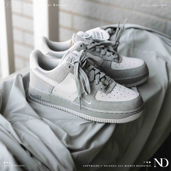 NICEDAY 代購 Nike Air Force 1 北極熊 白灰 灰白 小勾 白 麂皮 菸灰 HV3876-077