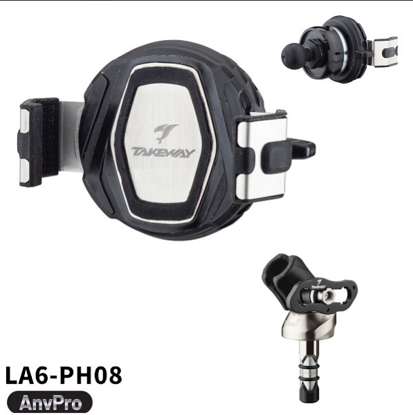 圖片 【台中硬了安全帽】TAKEWAY 黑隼2 手機架 雙磁浮 三角台座 LA6 