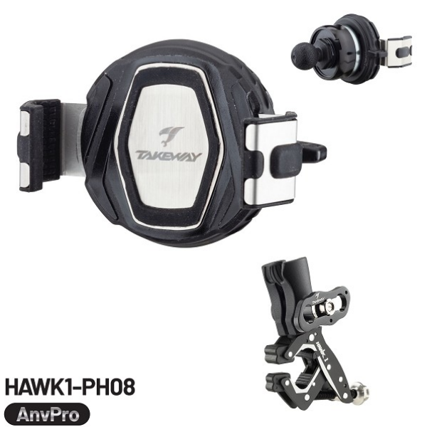 圖片 【台中硬了安全帽】TAKEWAY 黑隼2 手機架 雙磁浮 夾式 HAWK1