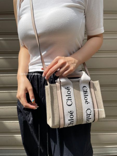 圖片 Chloe Woody Mini Tote(粉/焦糖/藍)