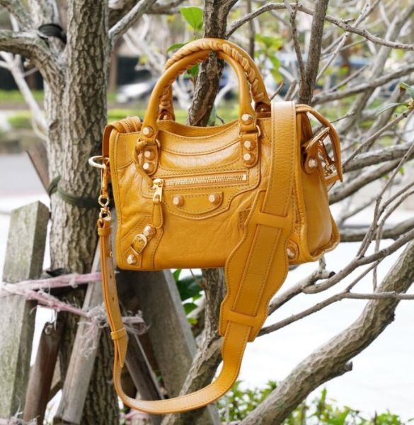 圖片 巴黎世家 Balenciaga 309544 Giant Mini City 迷你金扣 機車包 7730 黃