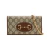 圖片 Gucci Horsebit 1955 帆布馬銜釦鍊帶長夾/斜背包(621892-咖)
