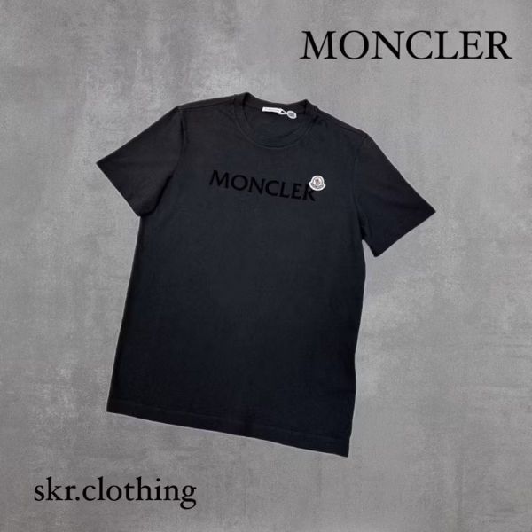 圖片 ［SKR精品服飾］MONCLER蒙口 黑色植絨字母 刺繡鈴鐺logo 短T