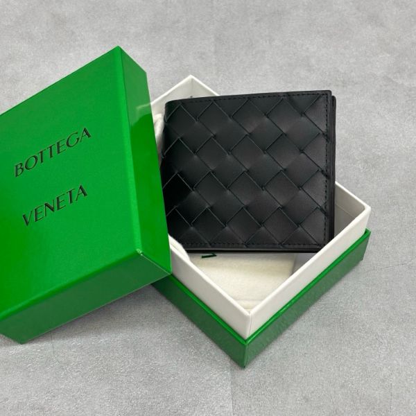 圖片 ［SKR精品服飾］BOTTEGA VENETA BV黑色 牛皮 大格編織 八卡短夾