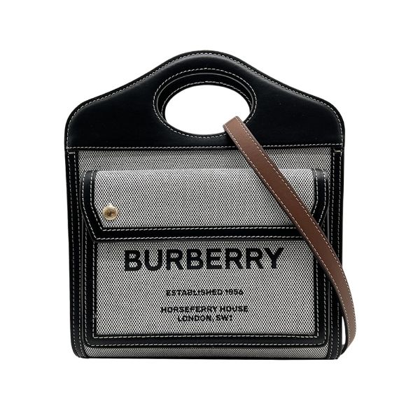 圖片 Burberry 展示品 Pocket 帆布手提/斜背口袋包-小(8039363-黑灰)
