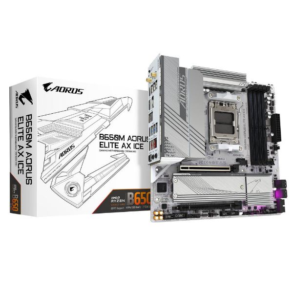 圖片 (加碼送AOC大鼠墊)【GIGABYTE 技嘉】 B650M AORUS ELITE AX ICE AMD主機板