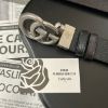 圖片 GUCCI GG 銀頭黑咖雙面皮帶3.7CM