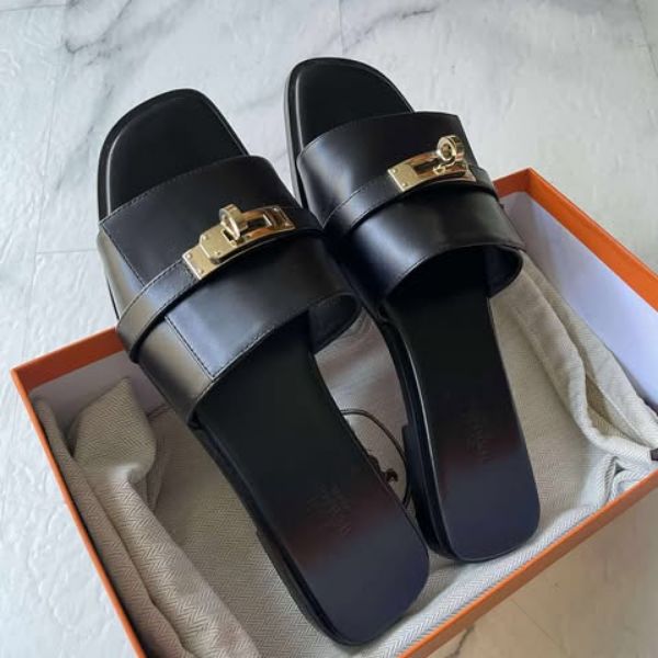 圖片 Hermes 黑金kelly涼鞋