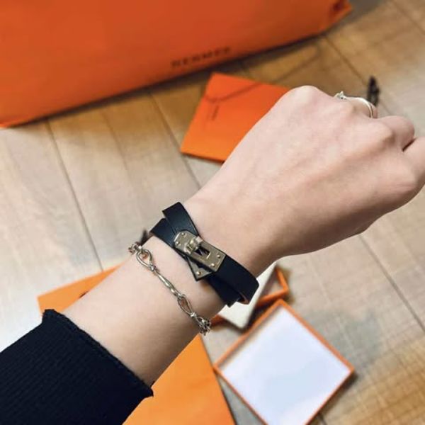 圖片 Hermes 黑銀kelly double tour 雙圈手環