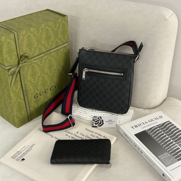 圖片 GUCCI GG 黑色小號郵差包