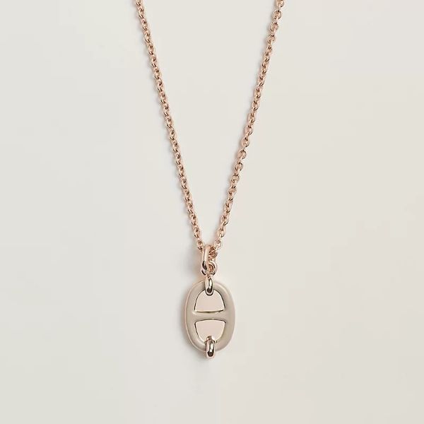 圖片 Hermes Mini Maillon 奶茶玫瑰金豬鼻項鍊