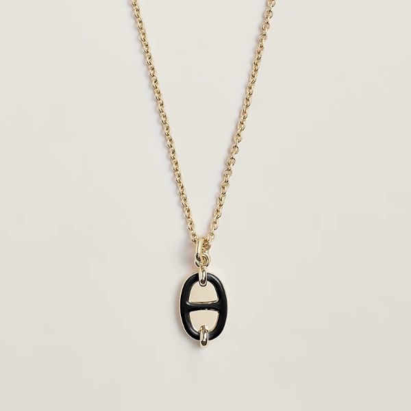 圖片 Hermes Mini Maillon 黑金豬鼻項鍊