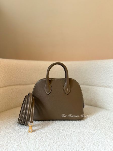 圖片 Hermes Mini Bolide 象灰金山羊皮/W刻