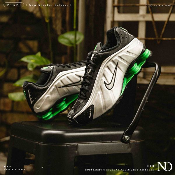NICEDAY 現貨 NIKE SHOX R4 黑銀 綠 氣墊 緩震 復古 反光 彈簧鞋 HQ1988-006