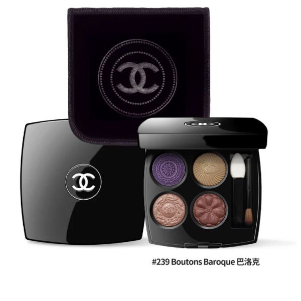 圖片 CHANEL 香奈兒彩妝 珠寶鈕扣四色眼影 2g #239巴洛克/深邃紫色 - 限定珍藏布套/2025 秋季限量彩妝