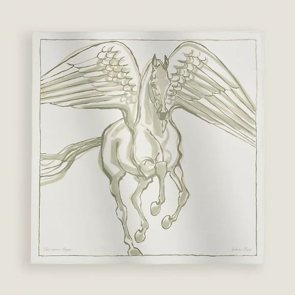 圖片 Hermes Libre Comme Pegase 90方巾 自由飛馬(白)
