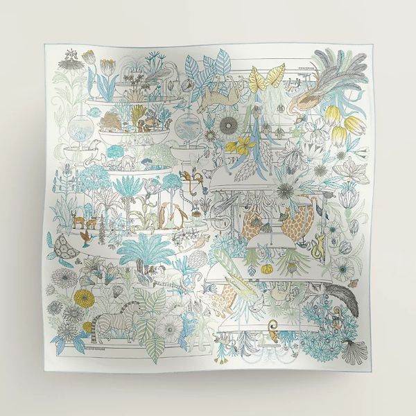 圖片 Hermes Precious Paradise 90方巾 珍貴天堂(白)