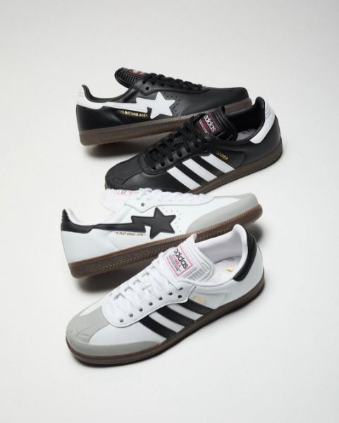 A BATHING APE x Adidas Samba Black White JR9246 JR9245